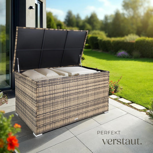 tectake Garten Aufbewahrungsbox 750L UV-beständig Natur