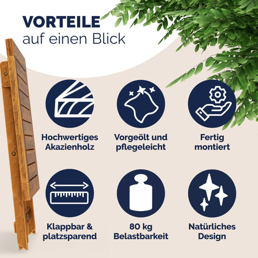 Casaria Balkon Tisch Holz Klappbar 80kg Belastbar