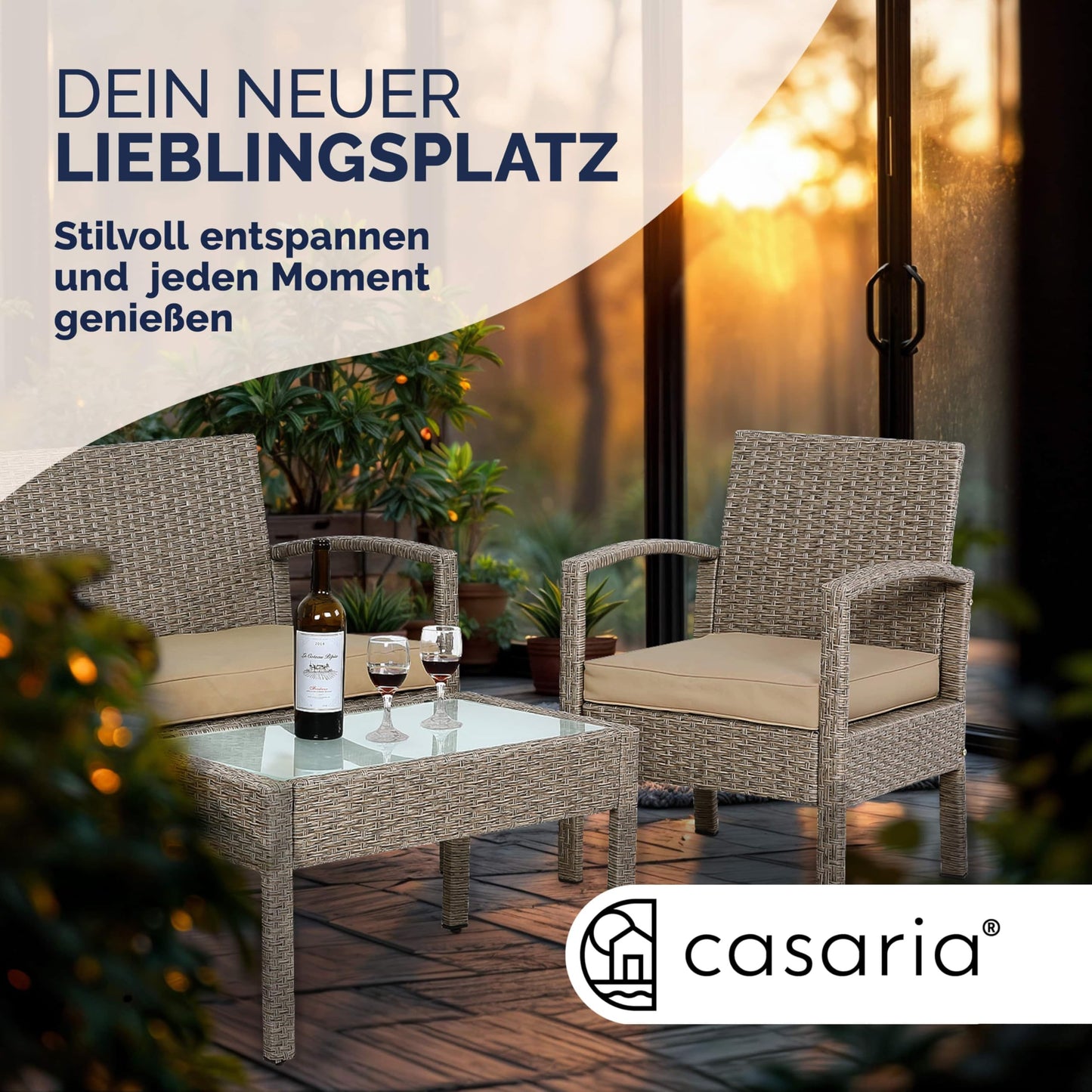Casaria Garten Set Polyrattan 4 Personen Sessel Bank