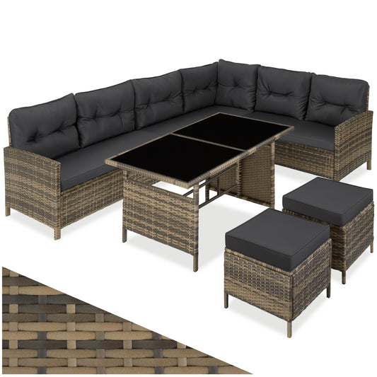 tectake Balkon Möbel Set Polyrattan 5-teilig Natur