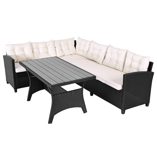 Casaria Outdoor Lounge Set Ecklounge Polyrattan Schwarz