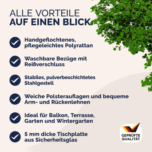 Casaria Garten Set Polyrattan 4 Personen Sessel Bank