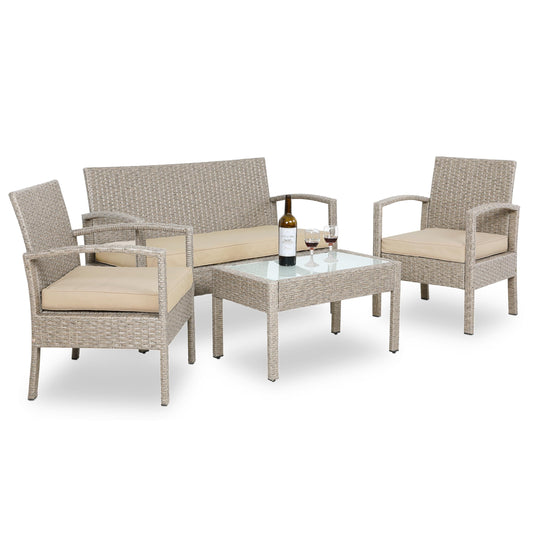 Casaria Garten Set Polyrattan 4 Personen Sessel Bank