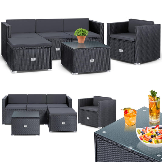 KESSER Lounge Set 4-5 Personen Polyrattan Anthrazit