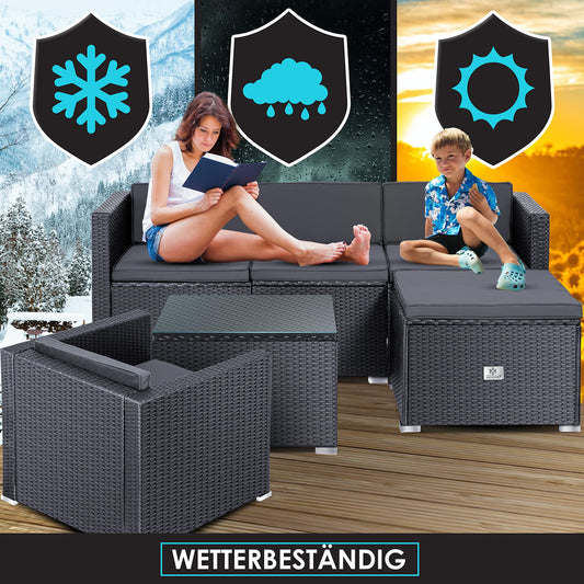 KESSER Lounge Set 4-5 Personen Polyrattan Anthrazit