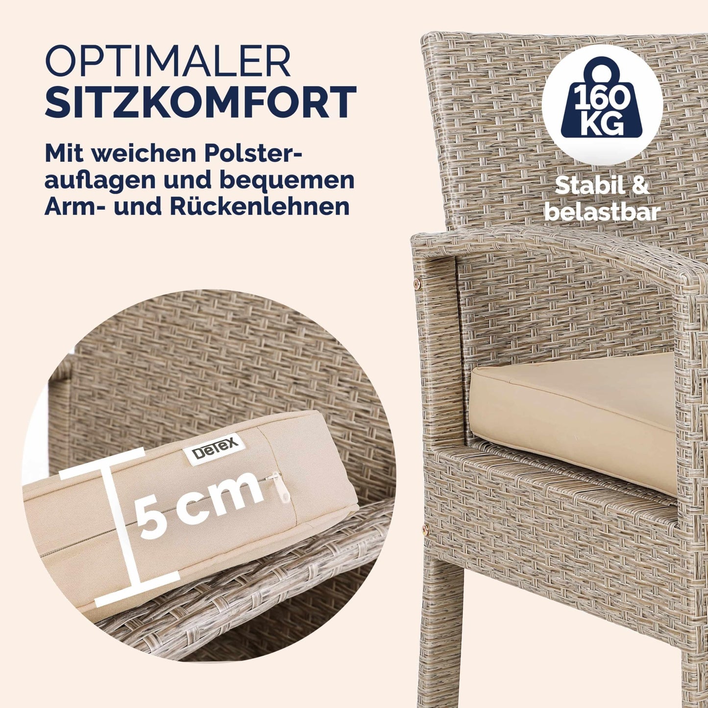 Casaria Garten Set Polyrattan 4 Personen Sessel Bank